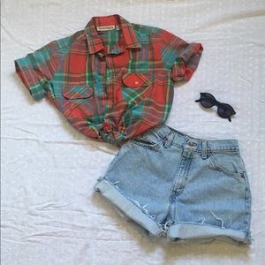 VTG Diane Von Furstenberg plaid shirt